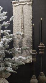 Smalle shabby linnen wanddoek zwart rendier