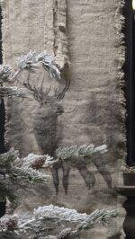 Smalle shabby linnen wanddoek zwart rendier - Afbeelding 2