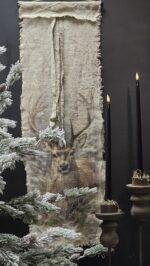 Smalle shabby linnen wanddoek rendier