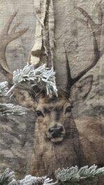 Smalle shabby linnen wanddoek rendier - Afbeelding 2