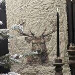 Shabby linnen wanddoek rendier met kleur