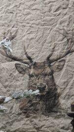 Shabby linnen wanddoek rendier met kleur - Afbeelding 2