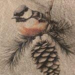 Shabby doek winter roodborstje