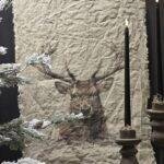 Shabby linnen wanddoek rendier met kleur