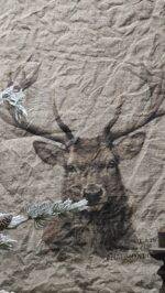 Shabby linnen wanddoek rendier met kleur