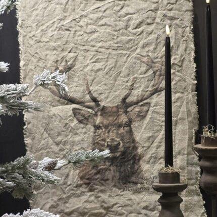 Shabby linnen wanddoek rendier met kleur