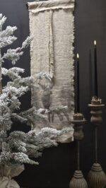 Smalle shabby linnen wanddoek zwart rendier