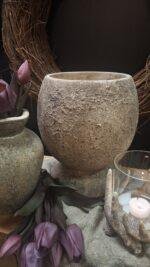 Stenen pot met deksel konijn - landelijk sobere decoratiepot - Afbeelding 3