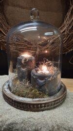 Glazen stolp op hout L