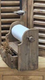 Houten keukenrolhouder met lade-bruin