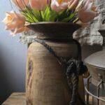 Countryfield kunstboeket Tulip Greigii 30 cm in landelijke kruik