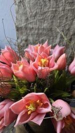 Landelijk kunstboeket tulpen 30 cm voor sobere woondecoratie