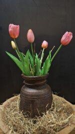Countryfield kunstboeket tulp roze 40 cm - Afbeelding 3