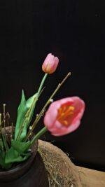 Countryfield kunstboeket tulp roze 40 cm - Afbeelding 2