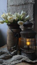 Countryfield kunstboeket Tulp 30 cm in landelijke kruik