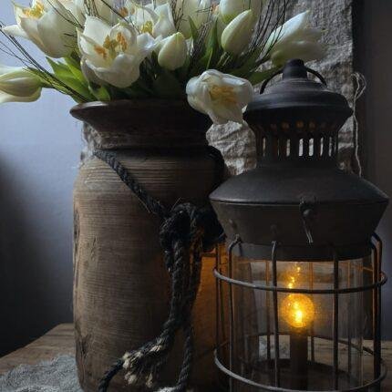 Countryfield kunstboeket Tulp 30 cm in landelijke kruik