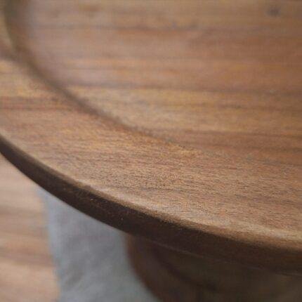 Rond houten plateau op voet