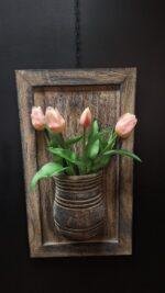 Countryfield kunstboeket tulp roze-wit 30 cm - Afbeelding 3