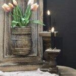 Houten wanddecoratie pot staand – landelijke wanddecoratie met pot