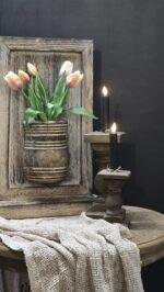 Houten wanddecoratie pot staand – landelijke wanddecoratie met pot