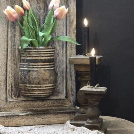 Houten wanddecoratie pot staand – landelijke wanddecoratie met pot
