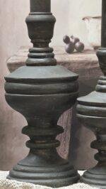 Houten kandelaar 40 cm donker – landelijke kandelaar stoer en sober - Afbeelding 3