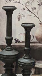 Houten kandelaar 40 cm donker – landelijke kandelaar stoer en sober - Afbeelding 4