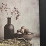 Canvas schilderij landelijke stijl 70x50 cm – stilleven kruik en noten