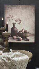 Canvas schilderij 50x40 landelijk stilleven schaal – wanddecoratie