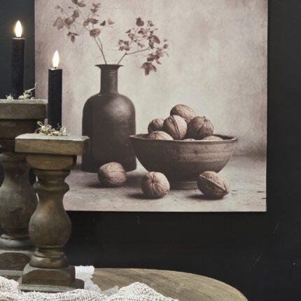 Canvas schilderij 50x40 landelijk stilleven schaal – wanddecoratie