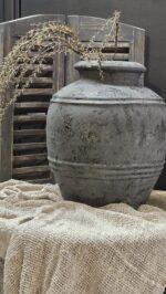 Landelijke kruik grijs – grote kruik pot stoer en sober - Afbeelding 3