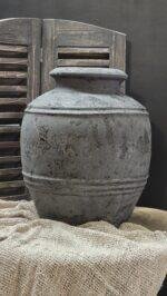 Landelijke kruik grijs – grote kruik pot stoer en sober - Afbeelding 4