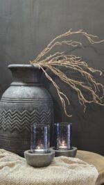 Landelijke kruik donker grijs met patroon – grote pot stoer en sober - Afbeelding 2