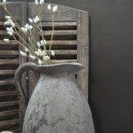 Landelijke kruik met oor grijs – stoere waterkruik pot