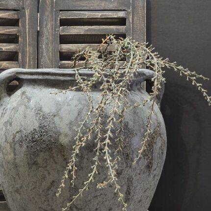 Landelijke kruik met oren grijs – stoere pot met handgrepen