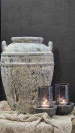 Landelijke kruik crème grijs – grote pot vergrijsde look stoer - Afbeelding 2