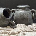 Landelijke kruik met oren bruin – kleine pot stoer en sober