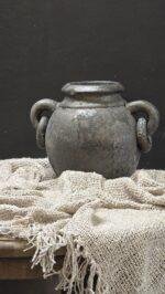 Landelijke kruik met oren bruin – kleine pot stoer en sober - Afbeelding 3