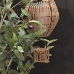 Solar hanglamp rattan luchtballon vlam effect 24 cm