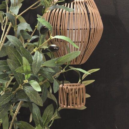 Solar hanglamp rattan luchtballon vlam effect 24 cm