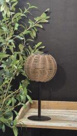 Solar tafellamp rattan rond 33 cm
