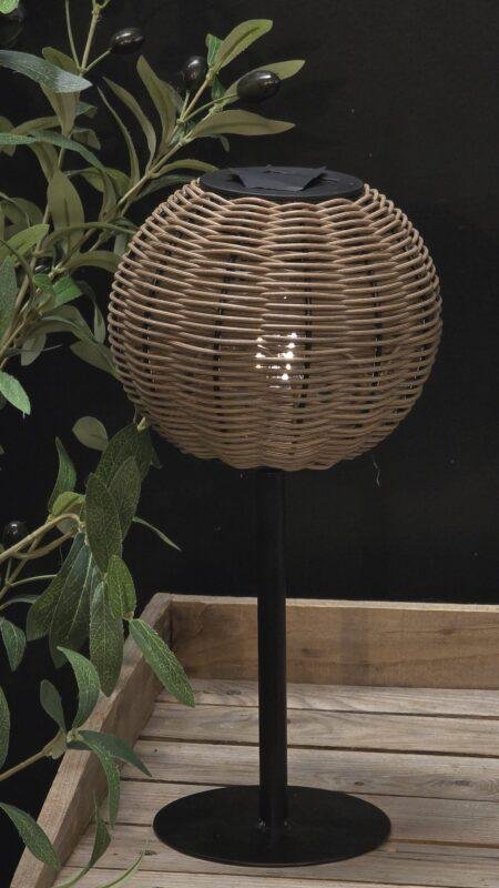 Solar tafellamp rattan rond 33 cm