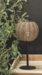 Solar tafellamp rattan rond 33 cm