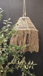 Hanglamp touw landelijk – macramé lamp met franjes