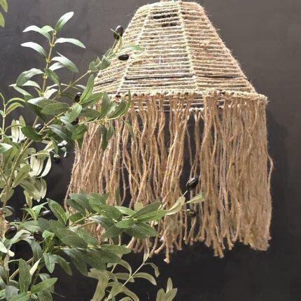 Hanglamp touw landelijk – macramé lamp met franjes
