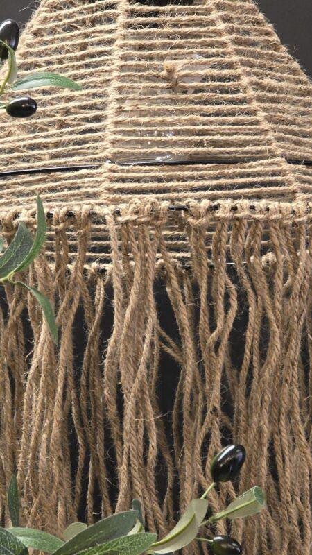 Hanglamp touw landelijk – macramé lamp met franjes