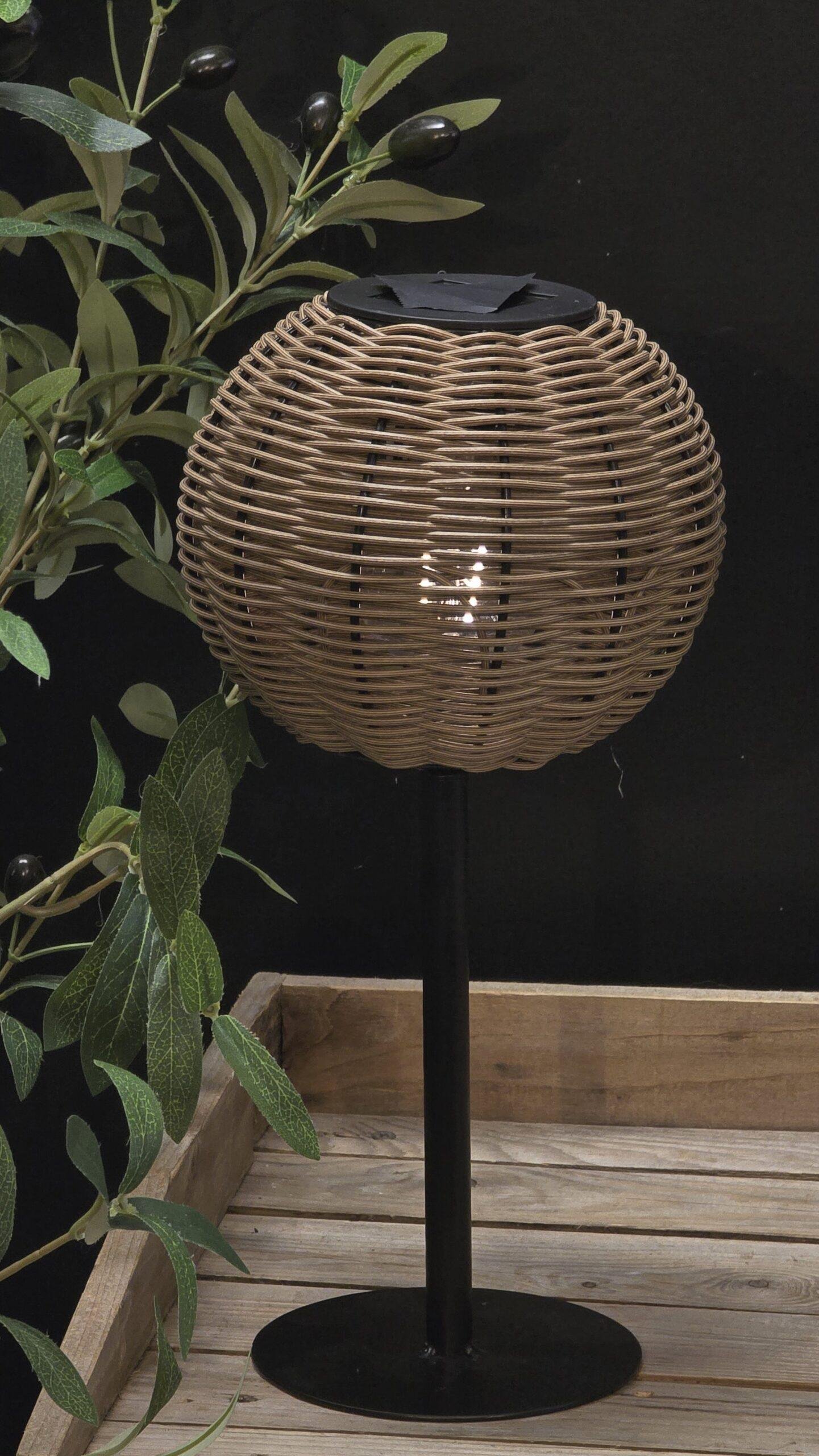 Solar tafellamp rattan rond 33 cm Solar tafellamp rattan rond 33 cm