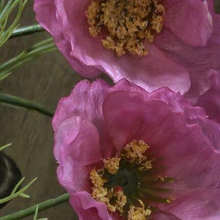 Kunst klaproos roze – landelijke kunstbloem foto 2
