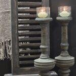 Houten baluster kandelaar antraciet 40 cm