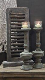 Houten baluster kandelaar antraciet 40 cm
